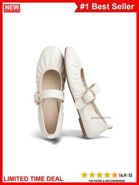 Mary Jane Ballet Flats Faux Leather Round Toe Slip On Comfortable Work Shoes